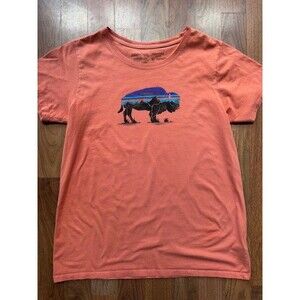 Patagonia Fitz Roy Bison Organic Crew Neck T‎ Shirt Women’s MED Quartz Coral
